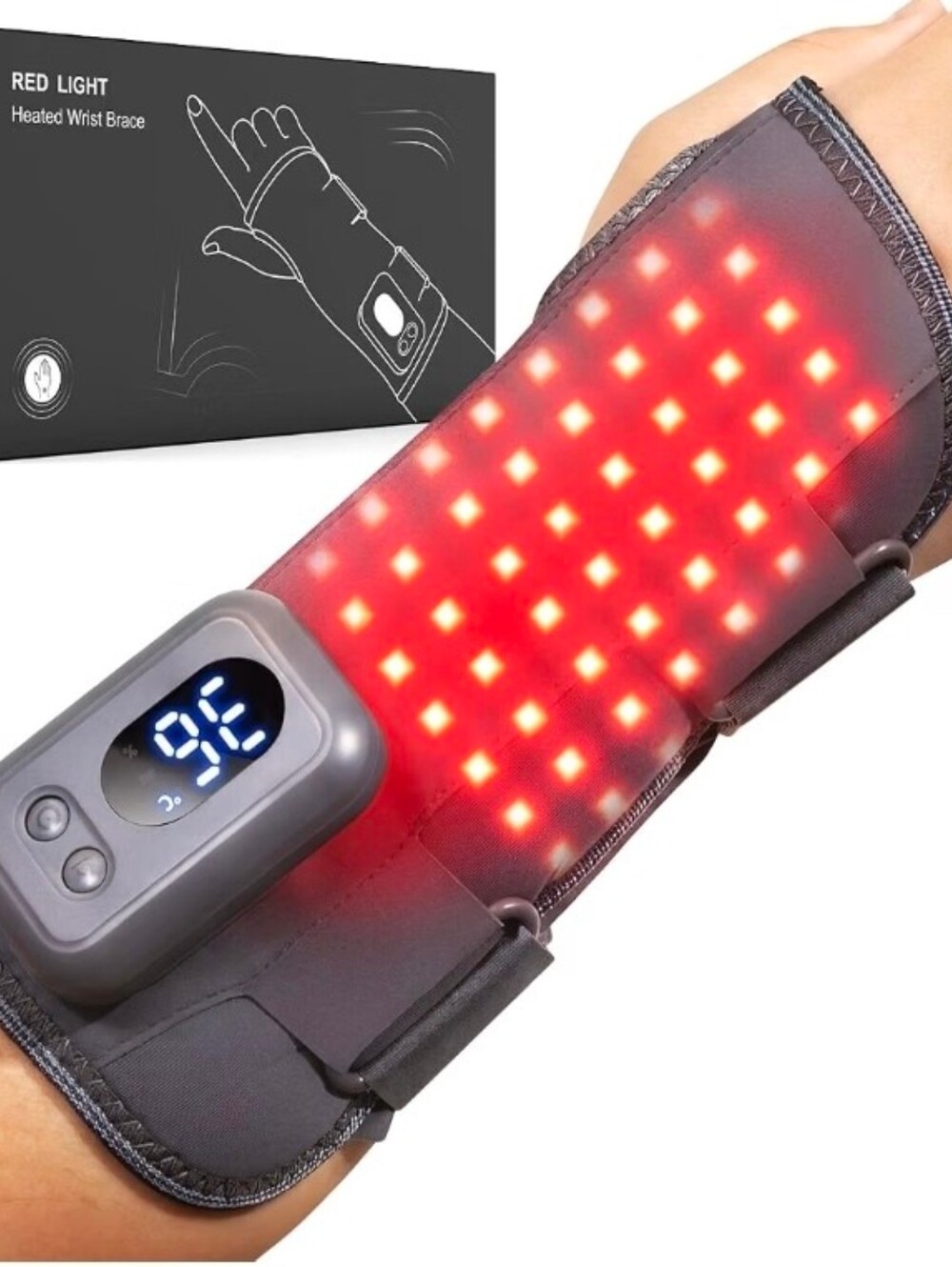 Red Light Wrist Wrap,650nm 850nm LED Hand Strap for Right Hand.